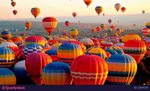 A Stunning Display of Colorful Hot Air Balloons Gracefully Floating in a Scenic Sky video 2304129