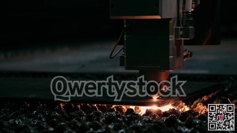 Plasma cutting of metal with a cnc. A plasma cutter cuts a workpiece from a sheet of metal. Laser cutter in production. Industrial metal cutting by plasma laser