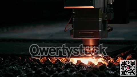 Plasma cutting of metal with a cnc. A plasma cutter cuts a workpiece from a sheet of metal. Laser cutter in production. Industrial metal cutting by plasma laser