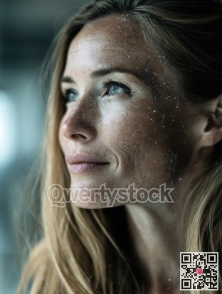 Thoughtful woman showcasing textured skin details, Examination of skin texture with warm clinical lighting