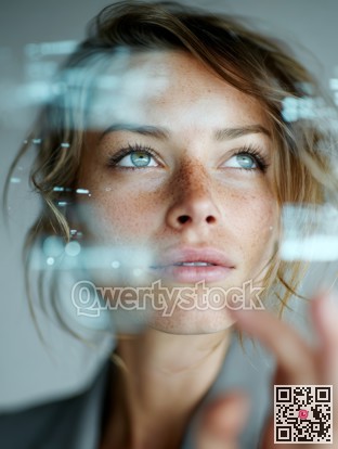 Woman examining window, Closeup of woman deeply engaged with reflective surface in natural light