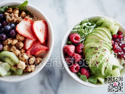 Vibrant healthy breakfast, Freshly prepared antioxidantrich bowl meant for athlete rejuvenation