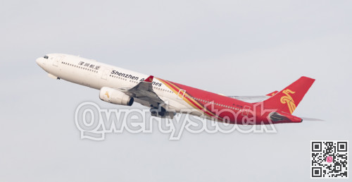 Shenzhen Airlines Airbus A330-300 airplane takes off from Barcelona Airport
