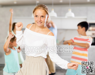 Big family dancing together