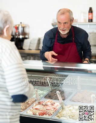Senior man ice cream vendor