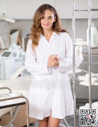 Portrait of female health worker meeting patient in medical office