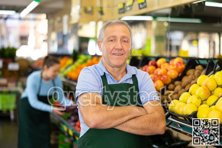 vegetable salesman in supermarket