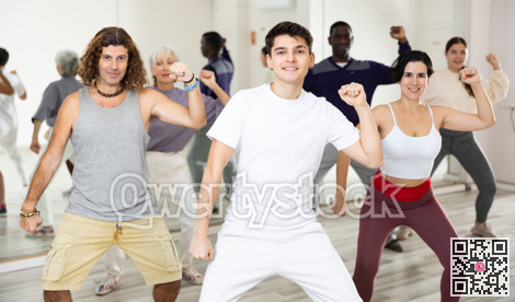 Adults people practice sports dancing