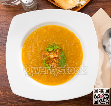 Top view of vegetable cream soup