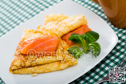 Crepes with smoked salmon