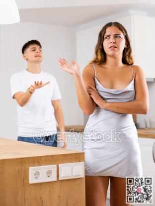 Young husband is dissatisfied with the act of his wife