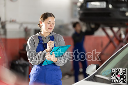 Repair auto mechanic workshop girl staff.