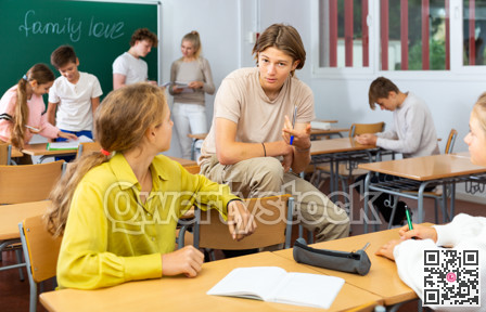 Teenagers during recess in school