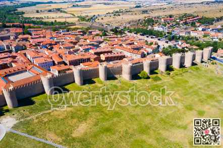 View from drone of Avila walls