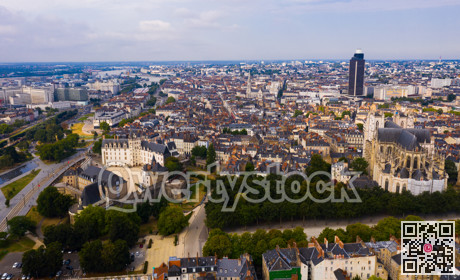 Aerial view of french city Nantes