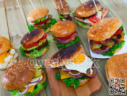 Set of various hamburgers