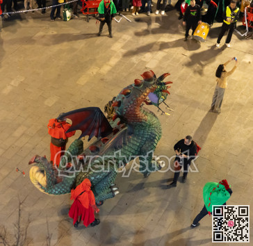 Entertaining event is taking place on square - celebration of New Year according to Chinese calendar