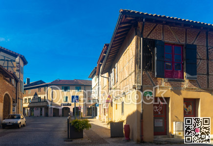 Streets of Saint-Trivier-de-Courtes old town, France