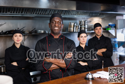 Team of chefs with man head chef