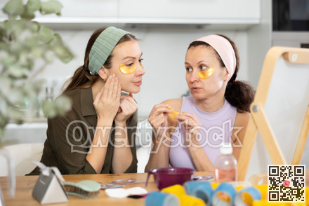 Adult and young women use eye patches