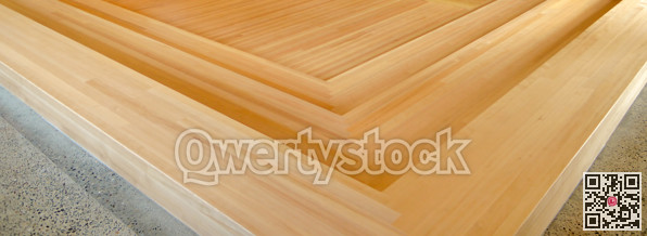 Corner millwork of multilevel stage. Wooden stage decoration
