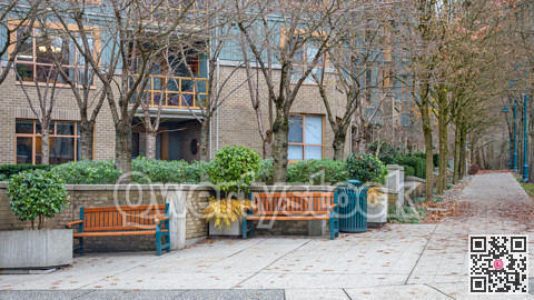 Walkway through a residential area on autumn season in Vancouver, British Columbia