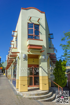 Small flatiron building in downtown of Nanaimo, British Columbia