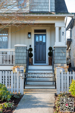 Entrance of residential house without entrance gate in front