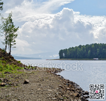 Landscape view over Biryusinskiy Zaliv - Yenisey river gulf
